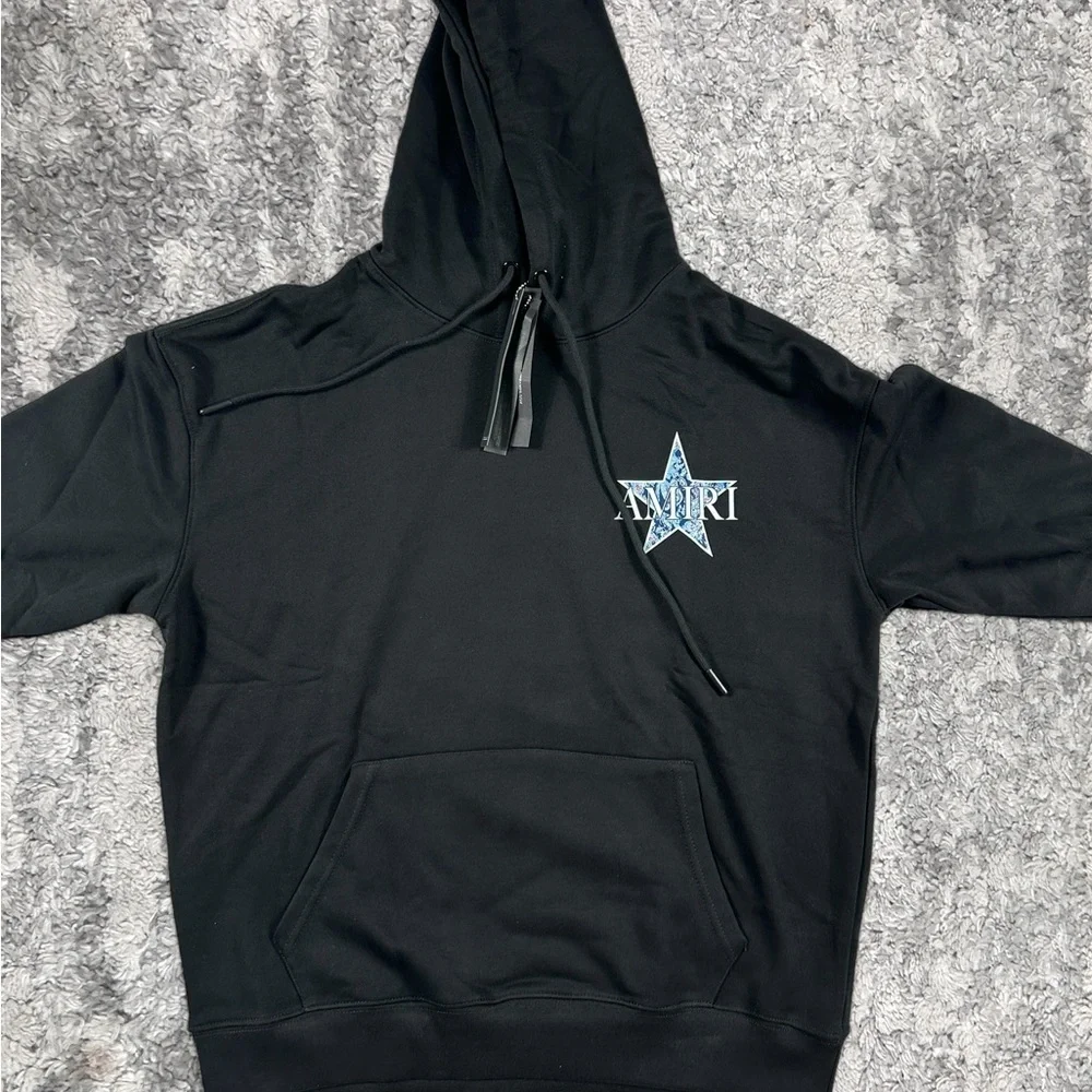 AMIRI Paisley Star-Print Baby Blue Hoodie Mens Size Large